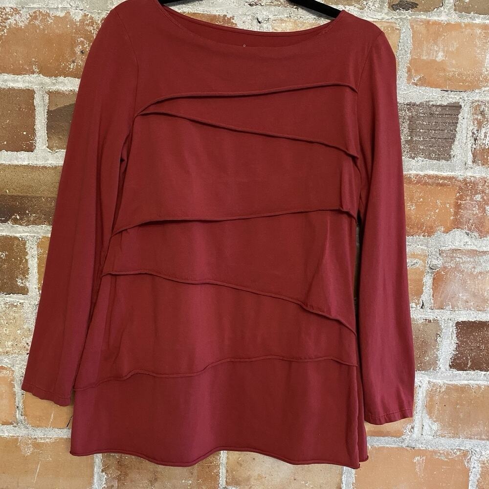 Neon Buddha Long Sleeve Tunic Top Womens Medium Rust Red Lagenlook